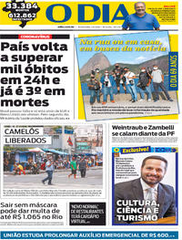 Capa do jornal O Dia 05/06/2020