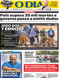 Capa do jornal O Dia 06/06/2020