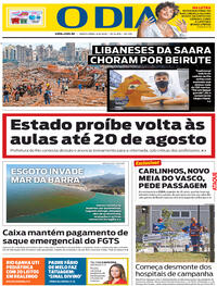 Capa do jornal O Dia 06/08/2020