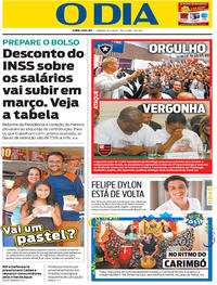 Capa do jornal O Dia 08/02/2020
