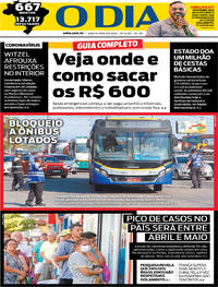 Capa do jornal O Dia 08/04/2020