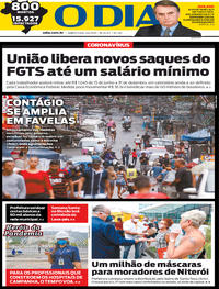 Capa do jornal O Dia 09/04/2020