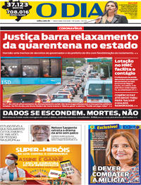 Capa do jornal O Dia 09/06/2020