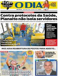 Capa do jornal O Dia 09/07/2020