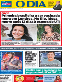 Capa do jornal O Dia 09/12/2020