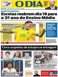 Capa do jornal O Dia 10/10/2020