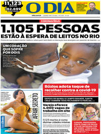 Capa do jornal O Dia 11/05/2020