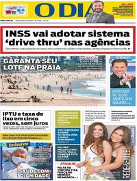 Capa do jornal O Dia 11/08/2020