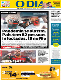Capa do jornal O Dia 12/03/2020