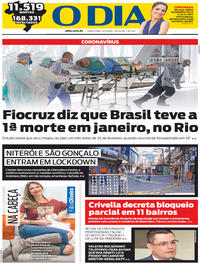 Capa do jornal O Dia 12/05/2020