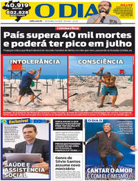 Capa do jornal O Dia 12/06/2020