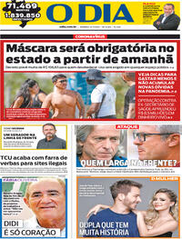 Capa do jornal O Dia 12/07/2020