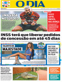Capa do jornal O Dia 13/02/2020