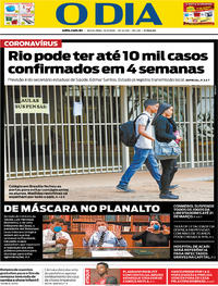 Capa do jornal O Dia 13/03/2020