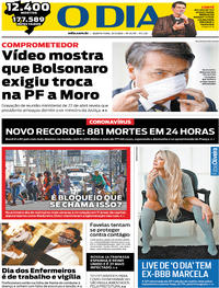Capa do jornal O Dia 13/05/2020