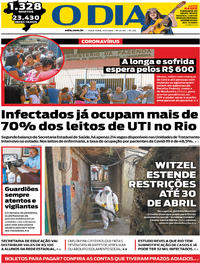 Capa do jornal O Dia 14/04/2020