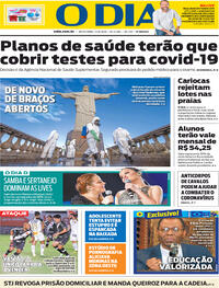 Capa do jornal O Dia 14/08/2020