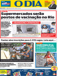 Capa do jornal O Dia 15/12/2020
