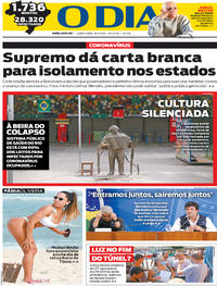 Capa do jornal O Dia 16/04/2020