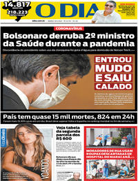 Capa do jornal O Dia 16/05/2020