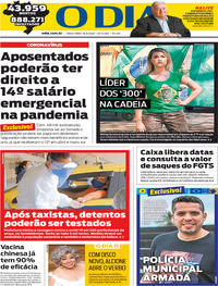 Capa do jornal O Dia 16/06/2020