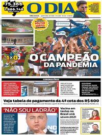 Capa do jornal O Dia 16/07/2020