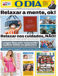 Capa do jornal O Dia 16/08/2020