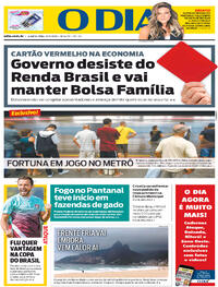 Capa do jornal O Dia 16/09/2020