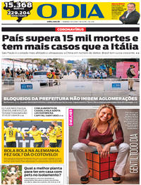 Capa do jornal O Dia 17/05/2020