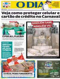 Capa do jornal O Dia 18/02/2020