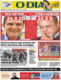 Capa do jornal O Dia 18/09/2020