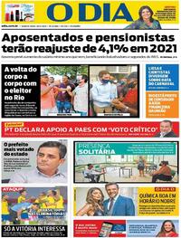 Capa do jornal O Dia 18/11/2020