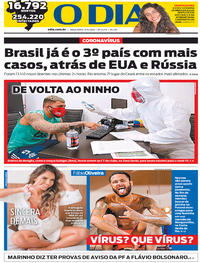 Capa do jornal O Dia 19/05/2020