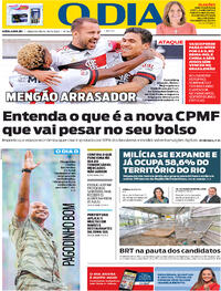 Capa do jornal O Dia 19/10/2020