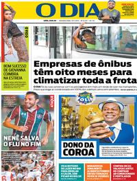 Capa do jornal O Dia 20/01/2020