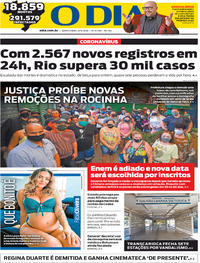 Capa do jornal O Dia 21/05/2020