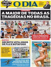 Capa do jornal O Dia 21/06/2020