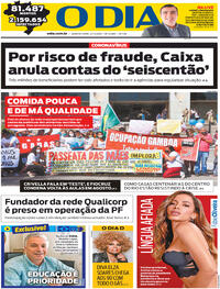 Capa do jornal O Dia 22/07/2020