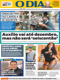 Capa do jornal O Dia 22/08/2020
