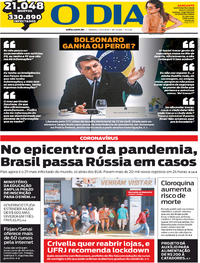 Capa do jornal O Dia 23/05/2020