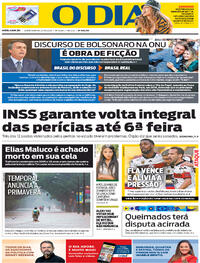 Capa do jornal O Dia 23/09/2020