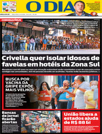 Capa do jornal O Dia 24/03/2020