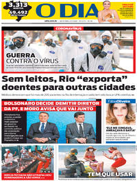 Capa do jornal O Dia 24/04/2020