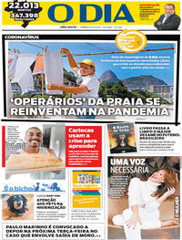 Capa do jornal O Dia 24/05/2020