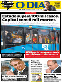 Capa do jornal O Dia 24/06/2020