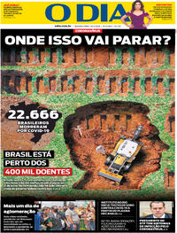 Capa do jornal O Dia 25/05/2020