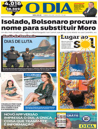 Capa do jornal O Dia 26/04/2020