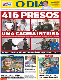 Capa do jornal O Dia 26/08/2020