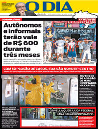 Capa do jornal O Dia 27/03/2020