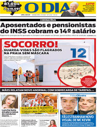Capa do jornal O Dia 27/07/2020